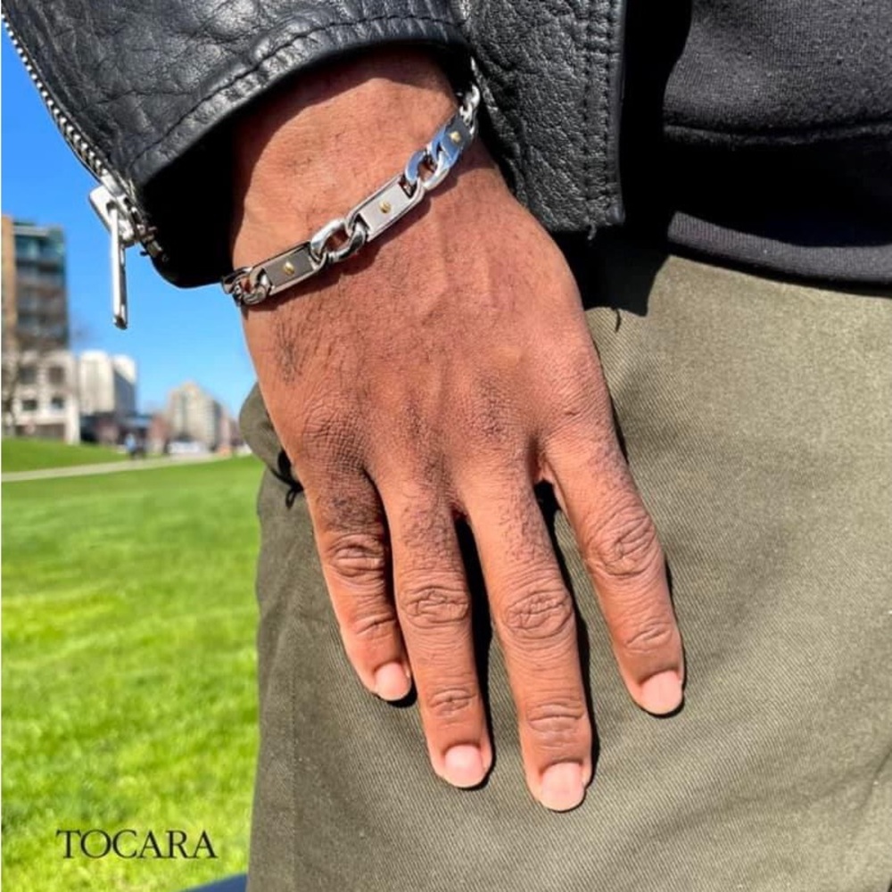 - New Tocara Men Justin Unisex Bracelet 8,5” Stainless Gold Plated 14k